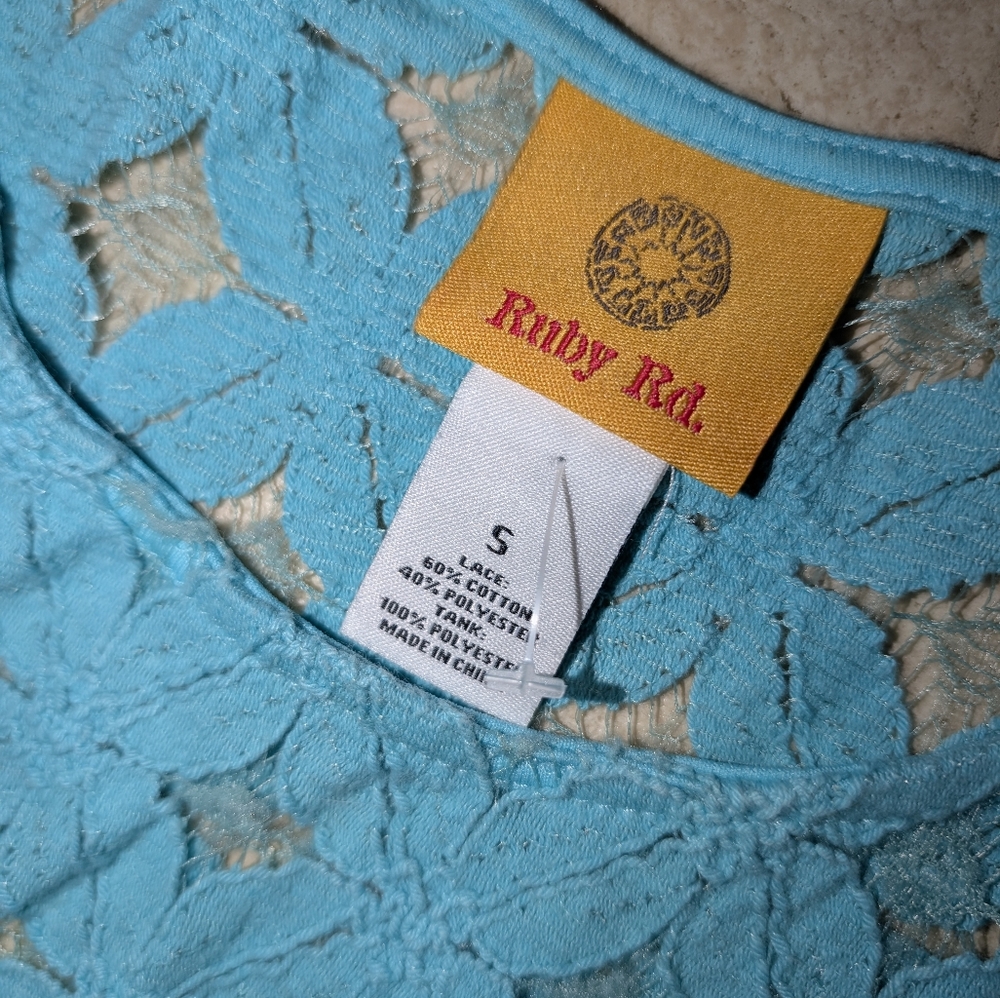 Ruby Rd Sheer Blue Top Size Small - Picture 2 of 2